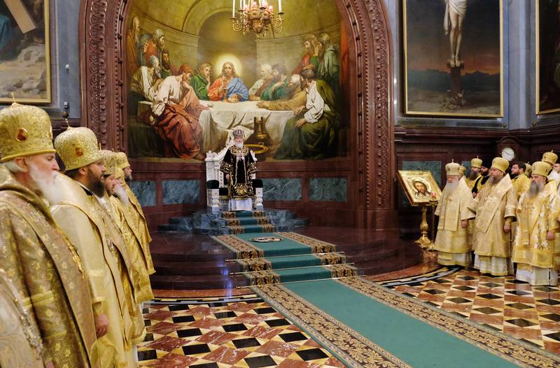 В пятую годовщину интронизации Святейшего Патриарха Кирилла в кафедральном соборном Храме Христа Спасителя совершена Божественная литургия